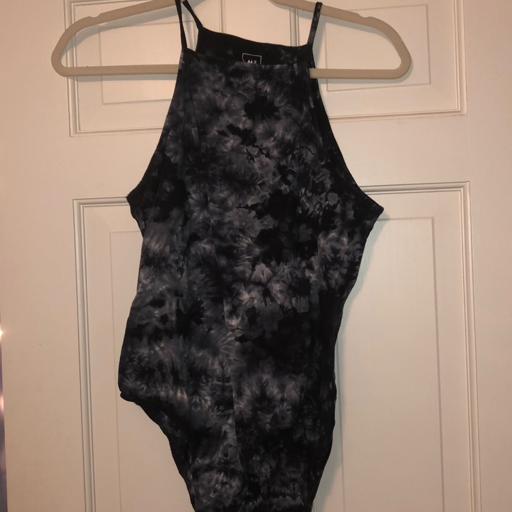 Black and blue tiedye bodysuit